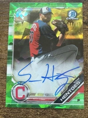 2019 Bowman Chrome Prospect Green Atomic Refractor Sam Hentges Auto /99 SSP - Image 1 of 2