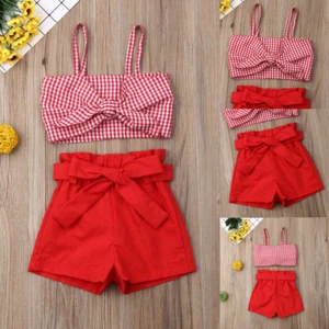 Kids Toddler Baby Girls Tops Shorts Headband Outfits Casual Vest Pants 2PCS Set - Picture 1 of 8