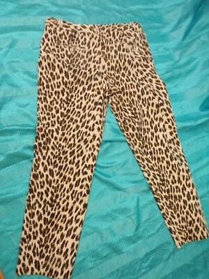 PANTALONES PEQUEÑOS CAPRI LARRY LEVINE estampado animal 6P ~ cremallera elástica para mujer Foto 1 de 4