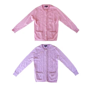 Slade Women's Designer 100% Wool Pink Purple Knit Jumper Cardigan x 2 - Size 10 - Bild 1 von 16