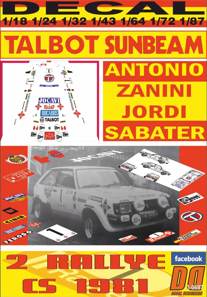 DECAL TALBOT SUNBEAM LOTUS A.ZANINI R.CS 1981 2nd (04) - Immagine 1 di 1