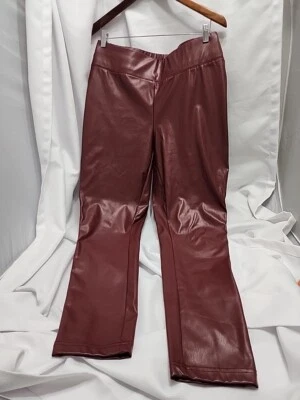  Pantalones de chándal ajustados Inc International Co para mujer de cuero sintético borgoña talla 14  Foto 1 de 4
