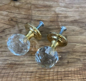 2 Vtg Amerock West Germany Clear Crystal Furniture Door Pull Handle Knobs - Picture 1 of 6