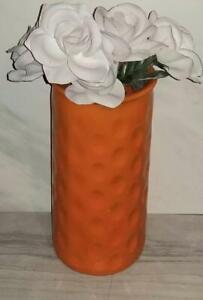 Tall Modern Orange Vase/Hand Painted Orange Glass Vase