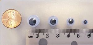 Upins Black Wiggle, Googly Eyes w/ Self-Adhesive, Sizes Vary (16 Pcs), Loose - Picture 1 of 4