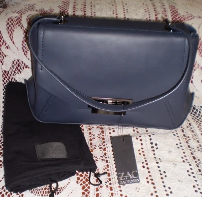 NUEVO CON ETIQUETAS ZAC ZACPOSEN Eartha Bolso de Mano Plegable con Mango Superior Gris Oscuro Cuero Foto 1 de 4