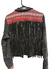 Guess Leather and Denim Studded Jacket, Size XL, Pre-Owned