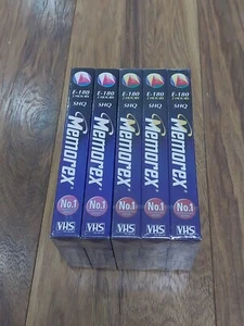 5x Memorex E-180 3 Hour VHS Super High Quality Tapes - New and Sealed - Picture 1 of 2