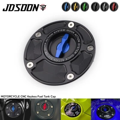 CNC Keyless Fuel Tank Gas Cap Cover For Yamaha YZF R1 R3 R6 R25 MT07 MT-09 MT-10 - Image 1 of 4