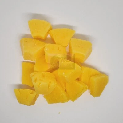 Wax Pineapple Chunks (scented), Fake Food, Props, Fake Fruit, 8 oz, Gel Embeds