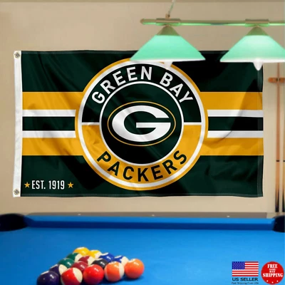 Packers FLAG 3X5 Green Bay Banner New USA Retro Vintage Man Cave Flags - Image 1 of 4
