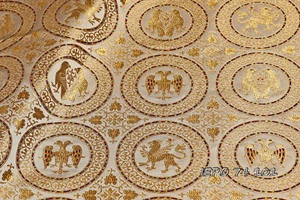 Liturgical Historical Metallic Brocade Fabric with Lions and Eagles (12 colors) - Photo 1 sur 12
