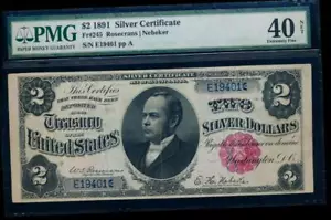 AC Fr 245 1891 $2 Silver Certificate PMG 40 NET. Windom, tough type!!! - Picture 1 of 2