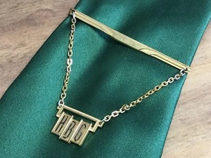 Vintage HICKOK Art Deco Krawattenkette Swag Krawattenklammer Verschluss Halter BUCHSTABEN HBG - Bild 1 von 6