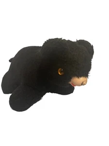 Rubber Face Plush Black Bear Vintage Toy Stuffed Animal - Picture 1 of 13