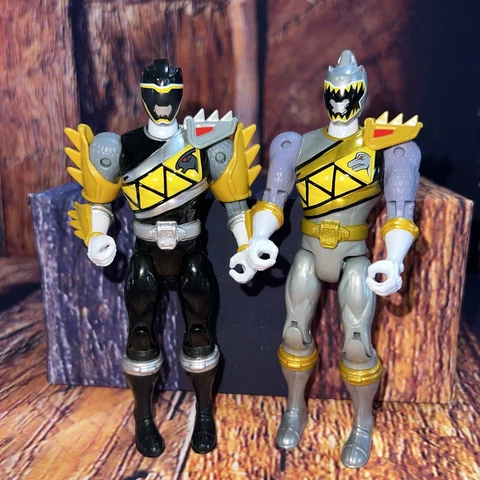 Power Rangers Dino Supercharge Dino Steel Black Ranger and Silver Ranger Lot Cover