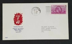 1945 Louisville KY To Harrisburg PA Give Blood 5 In 45 Color Patriotic Cover - Picture 1 of 2