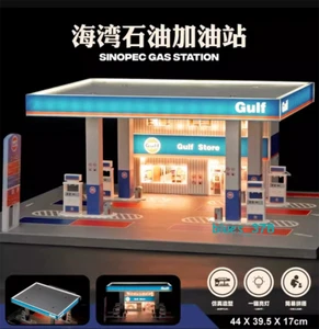 1:64 Diorama City Gas Station Model Car Garage LED Lighting Scene Display Model - Picture 1 of 8