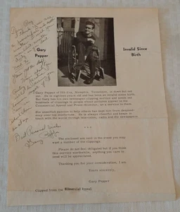 Very Rare GARY PEPPER Autographed Signed Letter Elvis To Ray Eckert Invalid Fan - Picture 1 of 1