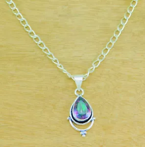 Beauty Mystic Topaz Gemstone 925 Sterling Silver Handmade Pendant B-32 - Picture 1 of 5