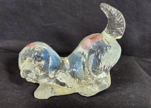 VINTAGE FENTON CLEAR OPALESCENT GLASS PLAYING PUP, SIGNED, #5225, 4.25"h - Picture 1 of 10