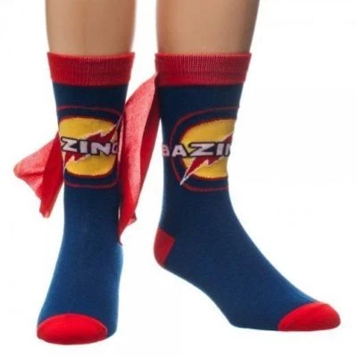 Calcetines Big Bang Theory Bazinga Logo Azul con Capa Roja Nuevos Foto 1 de 4