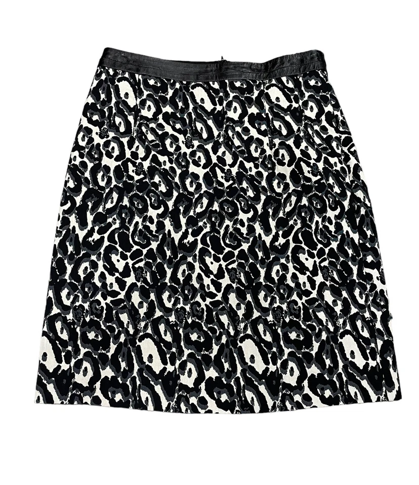 Falda lápiz Milly estampado animal ribete cuero cordero talla 6 Foto 1 de 4