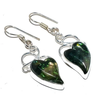 Corazones - Pendiente triplete de plata de ley 925 con piedras preciosas de ópalo de fuego 2,0" p347 Foto 1 de 4