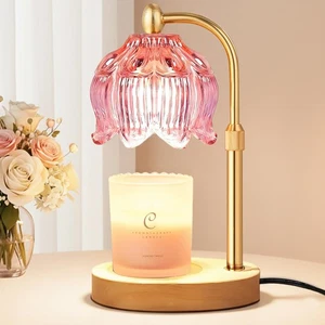 Adjustable Flower Candle Warmer Lamp with Timer, Lotus Tulip Glass Warmer Lig... - Picture 1 of 7