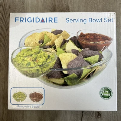 Conjunto de tigela de servir Frigidaire Chip Dip jogo de festa recipientes de mergulho dia noite - Imagem 1 de 4