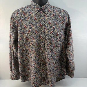 Dockers Paisley Hemd Herren mittelblau Knopfleiste Langarm 100% Baumwolle - Bild 1 von 9