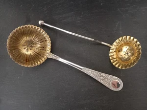 Vintage Silver Plated Sugar Sifter Spoons Set of Two Different Designs & Sizes - Picture 1 of 16
