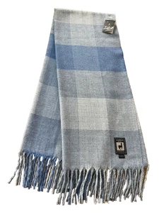 INCALPACA TPX ~Throw Blankets~100% Baby Alpaca~blue PLAID~Made in Peru~NWT~ - Picture 1 of 7