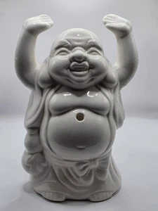 Vintage White Ceramic Buddha Cup Glass Incense Burner 7" - Picture 1 of 3
