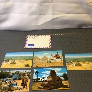 SET OF 5 VINTAGE EGYPT POSTCARDS IN CAIRO CONCORDE HOTEL ENVELOPE - Picture 1 of 12