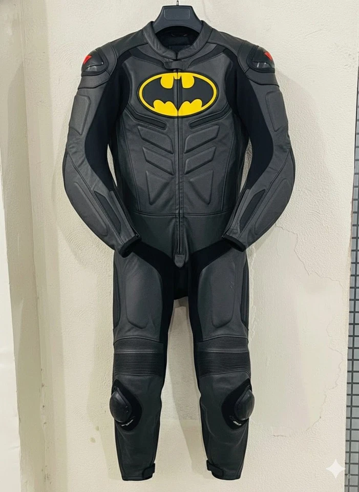 batman Leather Motorcycle racing Suit  red & blue full body biker riding gear - Image 1 of 4