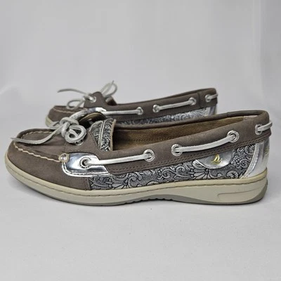 Zapatos de barco de cuero plateado marrón Sperry Top-Sider pez ángel 1 ojo talla 6 sin marcas Foto 1 de 4
