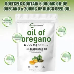 Oreganoöl 6000mg 180/300 Weichkapseln Kapseln Schwarzkümmelöl ImmunAntioxidans - Bild 1 von 10