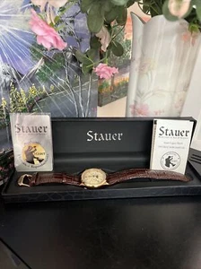 STAUER Men’s Watch #17369 Automatic Moon Chrono Multi-function SS Leather BOX - Picture 1 of 15