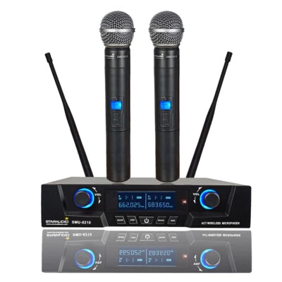 Pro UHF Wireless Microphone System Dynamic 2-Channel Handheld Mic Karaoke Audio - Image 1 of 4