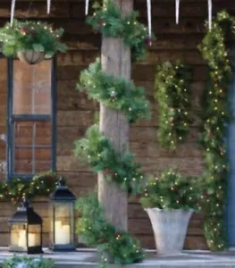 Plow & Hearth Garlands - Green & Red Berry LED Garland 6’L*Free Ship* - Picture 1 of 1