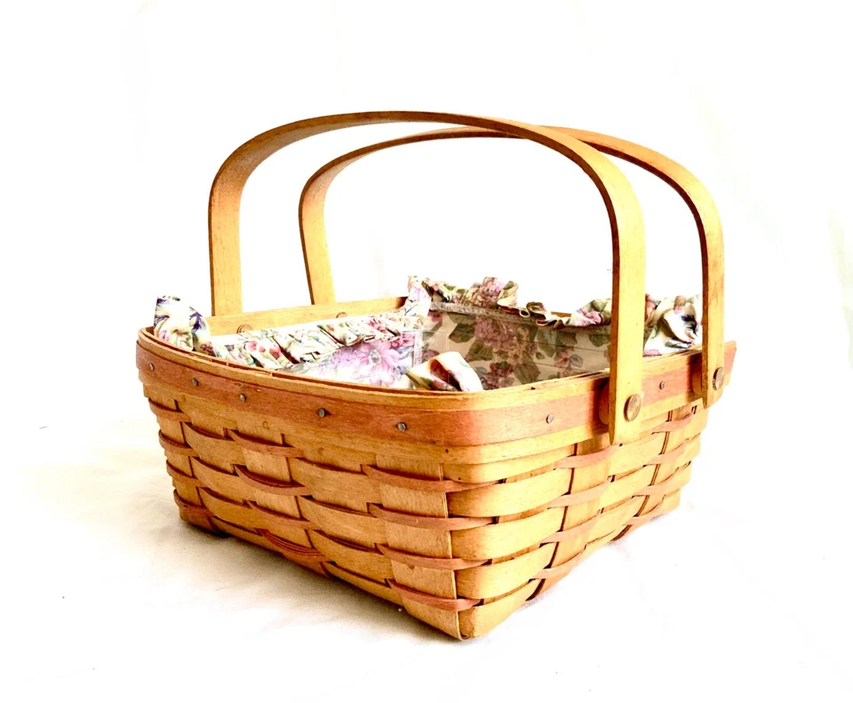 Longaberger 1992 Mothers Day Basket+Liner+Protector 10.5”x10.5”x4.5” Vintage - Image 1 of 4