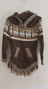 felpa vintage con cappuccio da donna in lana multi colore taglia S/M attenzione - Foto 1 di 7