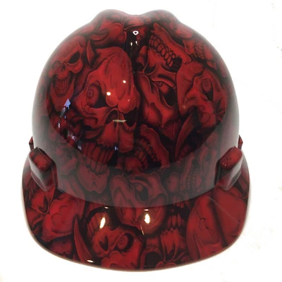 Gorra Hydro Dipped MSA estilo guardia sombrero duro rojo calaveras de locura  Foto 1 de 4
