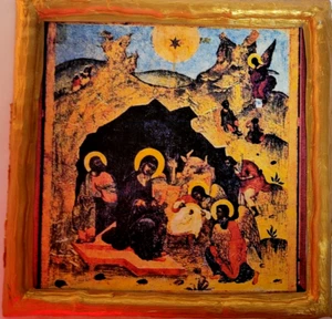 Belén Navidad Génesis Jesucristo Griego Ruso Oriental Ortodoxo Icono - Imagen 1 de 6