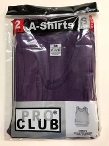 2 New PROCLUB MEN'S A-shirts Purple Tank Top Undershirts Pro Club SMALL-7XL 2PC - Picture 1 of 1