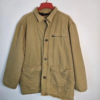 BKE Men Large Zip Up Bomber Twill Jacket Brown Cotton Wool Sherpa Lined BKE67 - Image 1 of 4