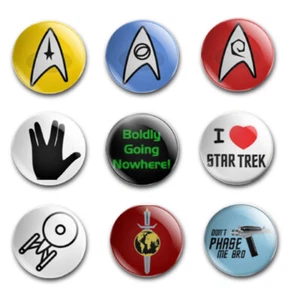 25mm TREK NOVELTY SET 1 BUTTON BADGES x9 - Foto 1 di 1