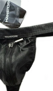 Manstore Gr. XXL/8 Zipped String Tanga schwarz 211790M2192 Schlangenlederimitat  - Bild 1 von 5