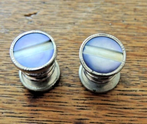 Vintage Blue Mother of Pearl Snap Cufflinks Unmarked - Picture 1 of 2